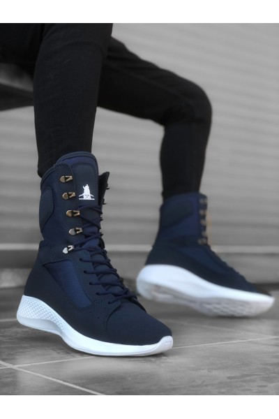 BA0600 Bağcıklı Lacivert Yüksek Taban Boksör Unisex Spor Postal Bot