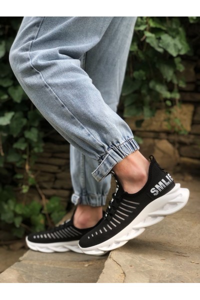 BA0602 Phantom Yüksek Taban Tarz Sneakers Siyah Beyaz Erkek Spor Ayakkabısı
