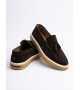 BA0250 %100 İçi Dışı Hakiki Deri Erkek Kahverengi Süet Casual Loafer Püskül Detaylı Kauçuk Rahat Taban Dikişli Ayakkabı