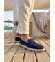 BA0251 %100 İçi Dışı Hakiki Deri Erkek Lacivert Süet Casual Loafer Kauçuk Rahat Taban Dikişli Ayakkabı