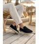 BA0251 %100 İçi Dışı Hakiki Deri Erkek Siyah Süet Casual Loafer Kauçuk Rahat Taban Dikişli Ayakkabı
