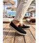 BA0251 %100 İçi Dışı Hakiki Deri Erkek Siyah Süet Casual Loafer Kauçuk Rahat Taban Dikişli Ayakkabı