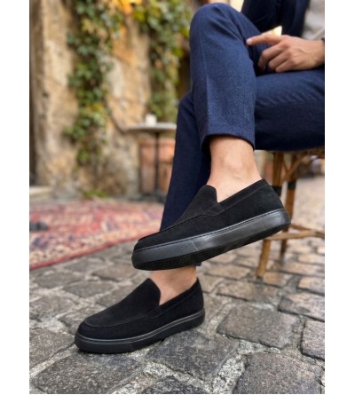 BA0241 Bağcıksız Yüksek Siyah Taban Süet Erkek Ayakkabı