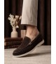 BA0252 %100 İçi Dışı Hakiki Deri Erkek Kahverengi Süet Casual Loafer Termo Taban Ayakkabı