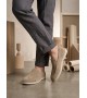 BA0252 %100 İçi Dışı Hakiki Deri Erkek Krem Süet Casual Loafer Termo Taban Ayakkabı