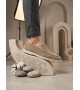 BA0252 %100 İçi Dışı Hakiki Deri Erkek Krem Süet Casual Loafer Termo Taban Ayakkabı