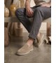 BA0252 %100 İçi Dışı Hakiki Deri Erkek Krem Süet Casual Loafer Termo Taban Ayakkabı