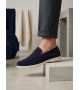 BA0252 %100 İçi Dışı Hakiki Deri Erkek Lacivert Süet Casual Loafer Termo Taban Ayakkabı