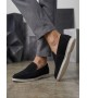 BA0252 %100 İçi Dışı Hakiki Deri Erkek Siyah Süet Casual Loafer Termo Taban Ayakkabı