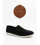 BA0252 %100 İçi Dışı Hakiki Deri Erkek Siyah Süet Casual Loafer Termo Taban Ayakkabı
