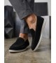 BA0252 %100 İçi Dışı Hakiki Deri Erkek Siyah Süet Casual Loafer Termo Taban Ayakkabı