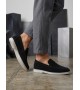 BA0252 %100 İçi Dışı Hakiki Deri Erkek Siyah Süet Casual Loafer Termo Taban Ayakkabı