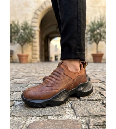BA0402 Bağcıksız Rahat Yüksek Taban Taba Erkek Spor Ayakkabı