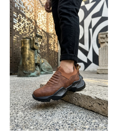 BA0402 Bağcıksız Rahat Yüksek Taban Taba Erkek Spor Ayakkabı