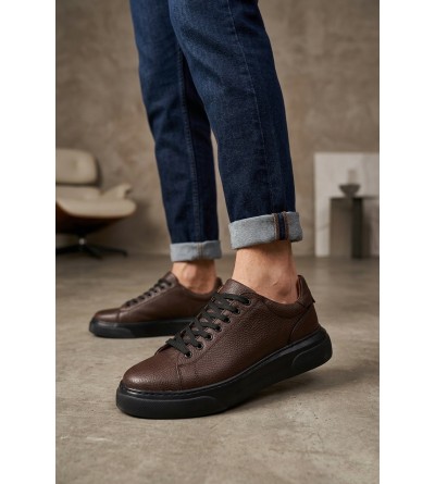 BLF-010 Erkek Sneaker Günlük Casual Spor Ayakkabı Kahverengi Siyah Taban 