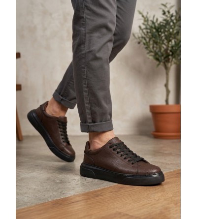 BLF-010 Erkek Sneaker Günlük Casual Spor Ayakkabı Kahverengi Siyah Taban 
