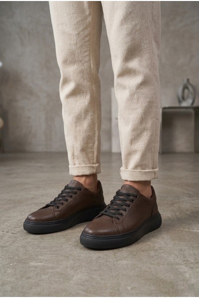 BLF-010 Erkek Sneaker Günlük Casual Spor Ayakkabı Kahverengi Siyah Taban 