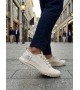 BA0248 BOA Krem Esnek Bağcıklı Ultra Hafif Nefes Alan Sneaker Ayakkabı
