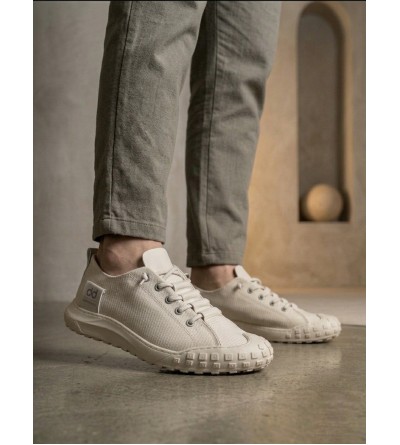 BA0248 BOA Krem Esnek Bağcıklı Ultra Hafif Nefes Alan Sneaker Ayakkabı
