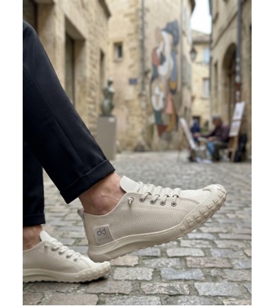 BA0248 BOA Krem Esnek Bağcıklı Ultra Hafif Nefes Alan Sneaker Ayakkabı