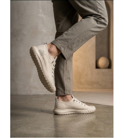 BA0248 BOA Krem Esnek Bağcıklı Ultra Hafif Nefes Alan Sneaker Ayakkabı