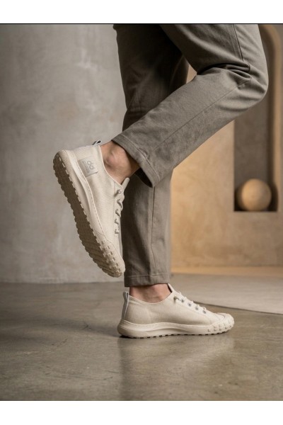 BA0248 BOA Krem Esnek Bağcıklı Ultra Hafif Nefes Alan Sneaker Ayakkabı