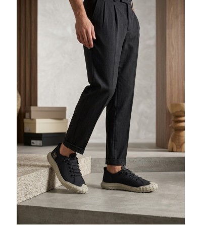 BA0248 BOA Siyah Bej Taban Esnek Bağcıklı Ultra Hafif Nefes Alan Sneaker Ayakkabı