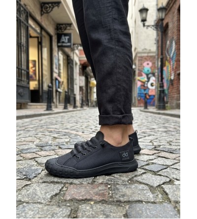 BA0248 BOA Siyah Esnek Bağcıklı Ultra Hafif Nefes Alan Sneaker Ayakkabı