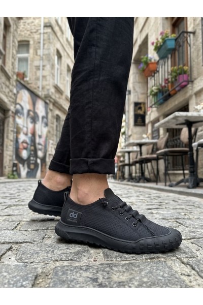 BA0248 BOA Siyah Esnek Bağcıklı Ultra Hafif Nefes Alan Sneaker Ayakkabı