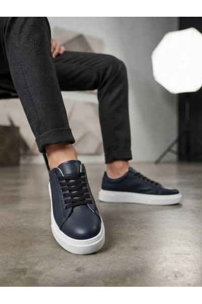 BLF-010 Erkek Sneaker Günlük Casual Spor Ayakkabı Lacivert Beyaz Taban