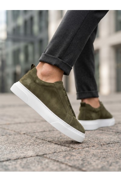 BA0581 Erkek Sneaker Günlük Casual Spor Ayakkabı Haki Beyaz Taban 