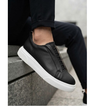 BA0581 Erkek Sneaker Günlük Casual Spor Ayakkabı Siyah Beyaz Taban