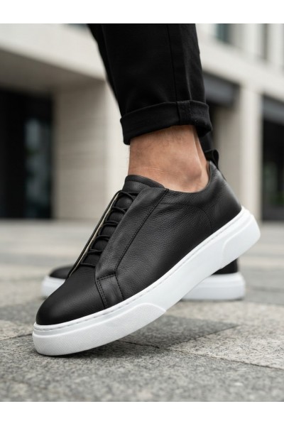 BA0581 Erkek Sneaker Günlük Casual Spor Ayakkabı Siyah Beyaz Taban