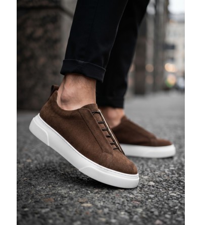 BA0581 Erkek Sneaker Günlük Casual Spor Ayakkabı Kahvrengi Beyaz Taban 