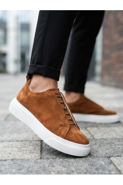BA0581 Erkek Sneaker Günlük Casual Spor Ayakkabı Taba Beyaz Taban 