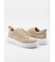 BA0581 Erkek Sneaker Günlük Casual Spor Ayakkabı Krem Süet Beyaz Taban 