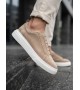 BA0581 Erkek Sneaker Günlük Casual Spor Ayakkabı Krem Süet Beyaz Taban 