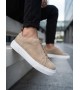 BA0581 Erkek Sneaker Günlük Casual Spor Ayakkabı Krem Süet Beyaz Taban 