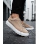 BA0581 Erkek Sneaker Günlük Casual Spor Ayakkabı Krem Süet Beyaz Taban 