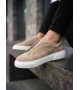 BA0581 Erkek Sneaker Günlük Casual Spor Ayakkabı Krem Süet Beyaz Taban 