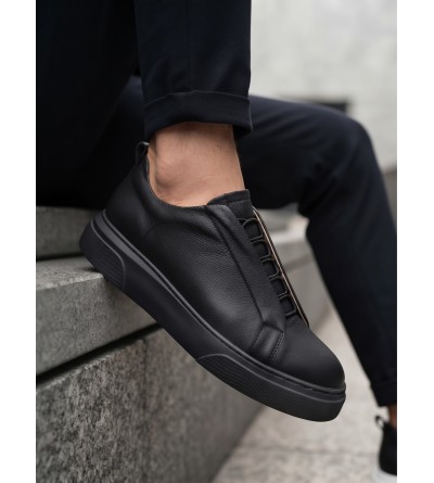 BA0581 Erkek Sneaker Günlük Casual Spor Ayakkabı Siyah Siyah Taban 
