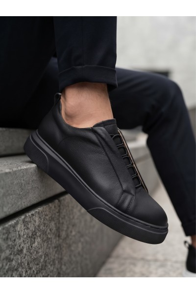 BA0581 Erkek Sneaker Günlük Casual Spor Ayakkabı Siyah Siyah Taban 