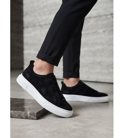 BA0581 Erkek Sneaker Günlük Casual Spor Ayakkabı Siyah Süet Beyaz Taban 