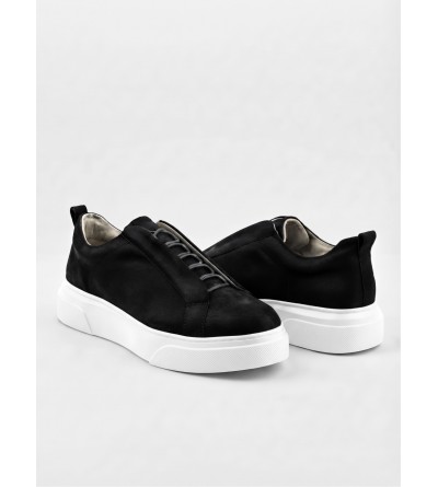 BA0581 Erkek Sneaker Günlük Casual Spor Ayakkabı Siyah Süet Beyaz Taban 