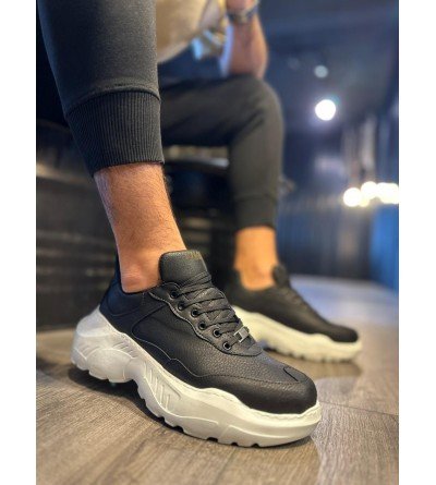 Knack Yüksek Taban Günlük Ayakkabı N75 Siyah (Beyaz Taban) Knack Yüksek Taban Günlük Ayakkabı N75 Siyah (Beyaz Taban)