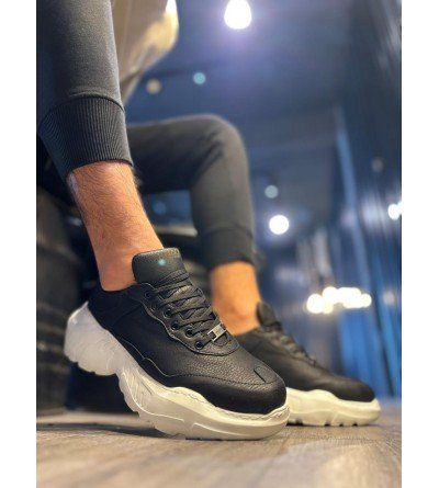 Knack Yüksek Taban Günlük Ayakkabı N75 Siyah (Beyaz Taban) Knack Yüksek Taban Günlük Ayakkabı N75 Siyah (Beyaz Taban)