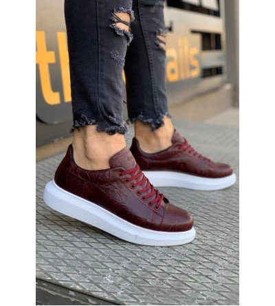 Knack Yüksek Taban Günlük Ayakkabı 044 Bordo (Desenli) Knack Yüksek Taban Günlük Ayakkabı 044 Bordo (Desenli)