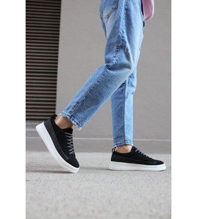 Knack Sneakers Ayakkabı 010 Siyah Süet (Beyaz Taban) Knack Sneakers Ayakkabı 010 Siyah Süet (Beyaz Taban)
