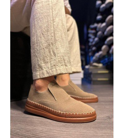 Knack Bağcıksız Mevsimlik Süet Ayakkabı 019 Camel (Süet)