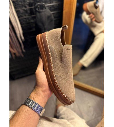Knack Bağcıksız Mevsimlik Süet Ayakkabı 019 Camel (Süet)